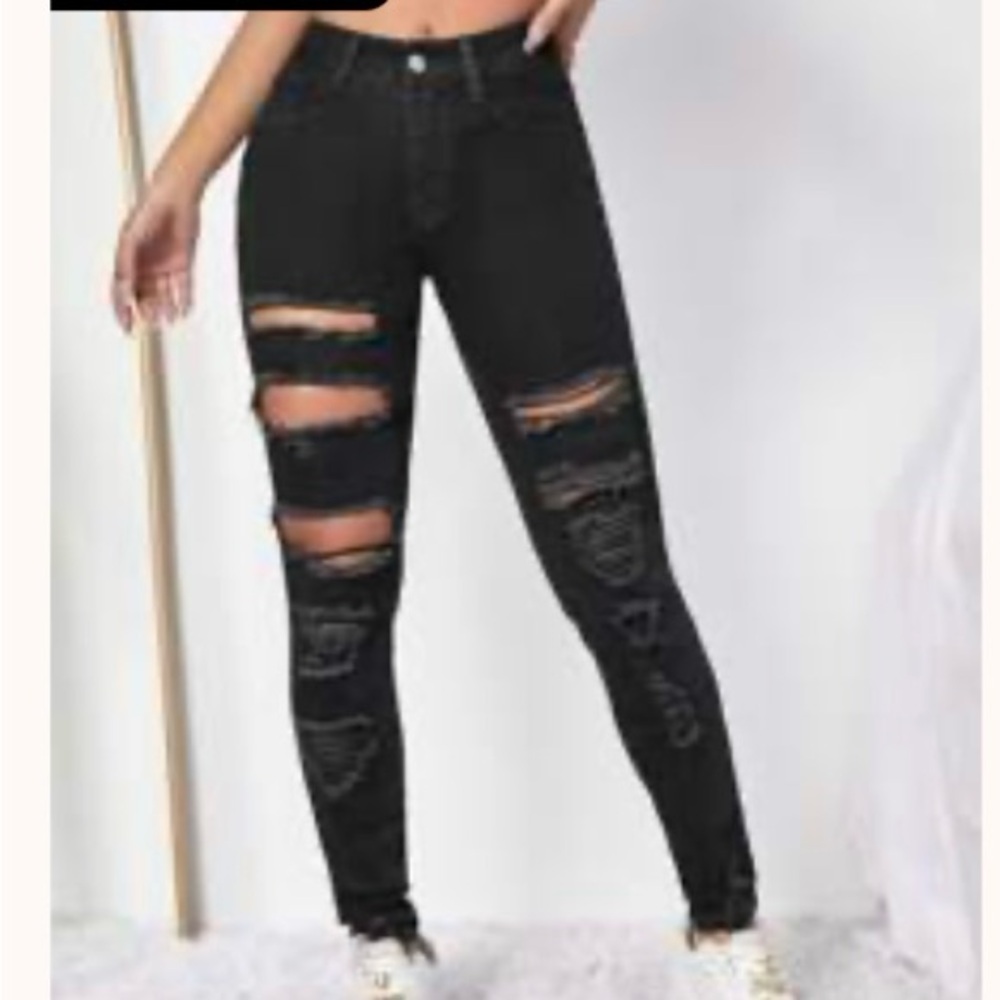 Black torn jeans